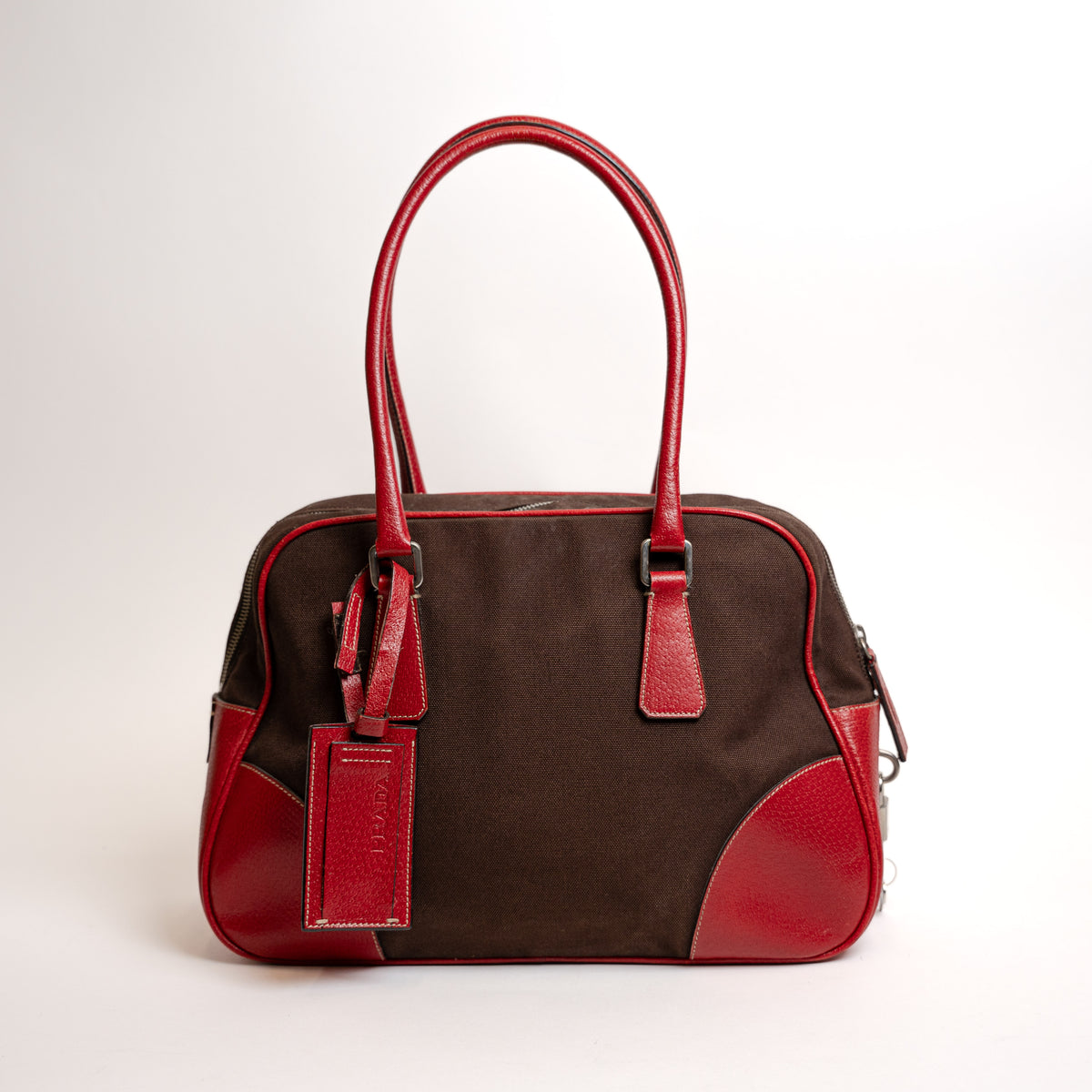 Prada Canvas Bowling Bag Red