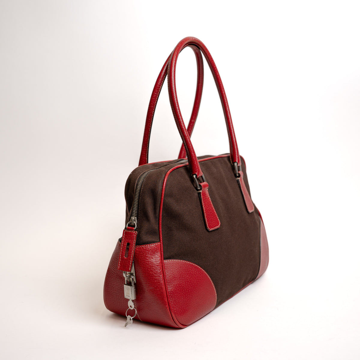 Prada Canvas Bowling Bag Red