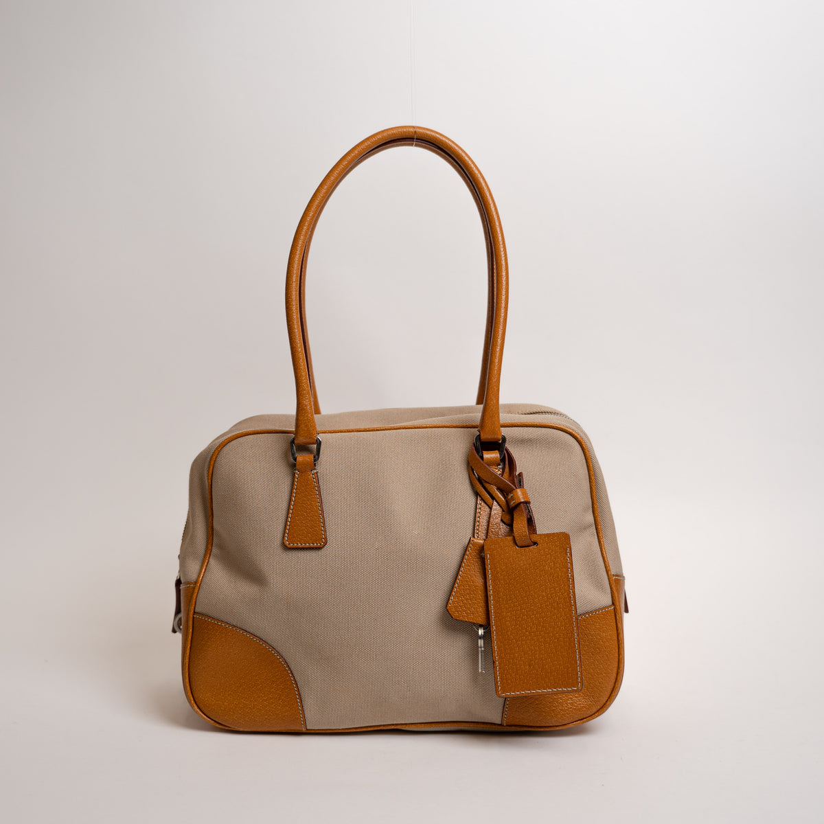 Prada Canvas Bowling Bag Sabbia