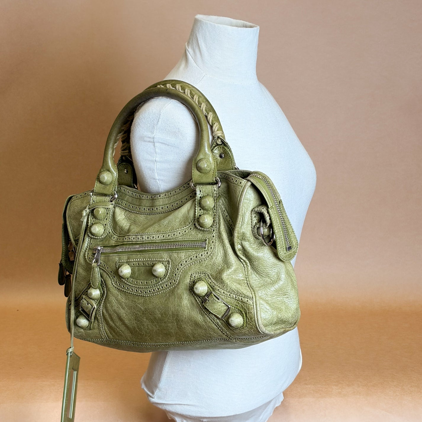 Balenciaga Green Brogue City Bag